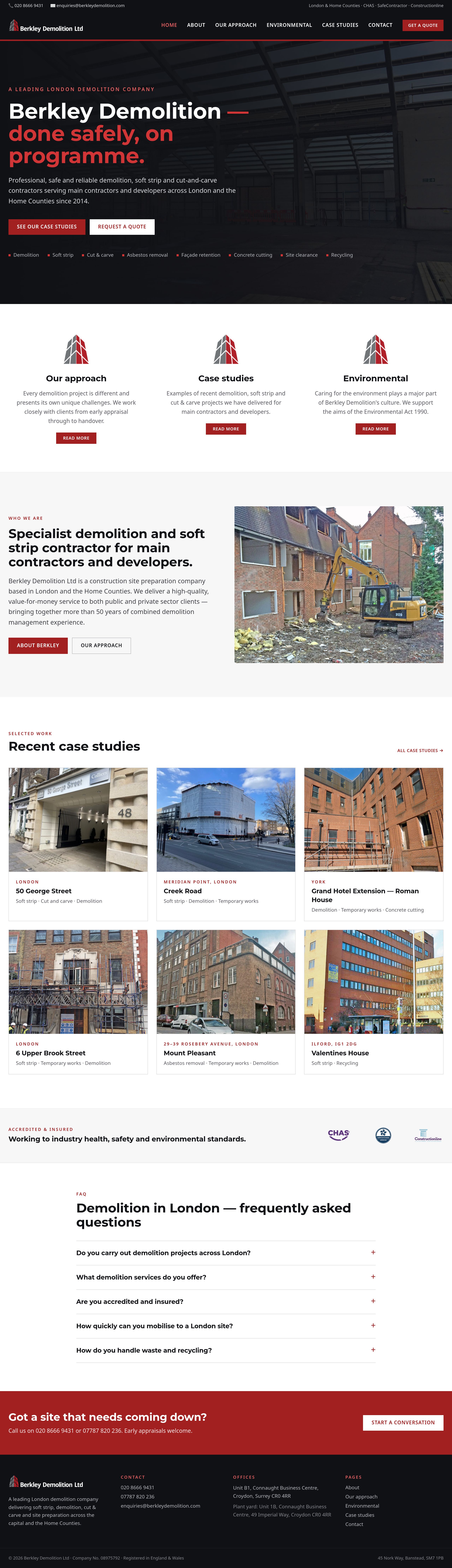 Berkley Demolition website screenshot